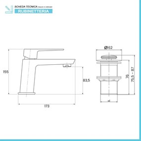 Set miscelatori lavabo bidet e doccia esterno cromo lucido Kubo