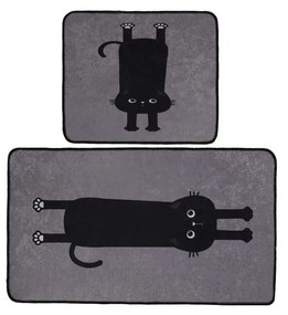 Set di tappetini per il bagno neri/grigi 2 pz 60x100 cm Comfort – Foutastic