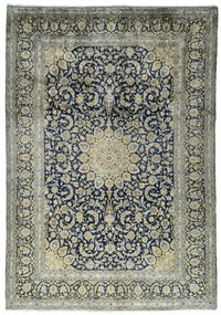 Kashan Tappeto 250 x 370 Blu (Iran) Annodato A Mano