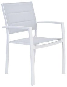 Sedia da giardino senza cuscino Orion NATERIAL con braccioli in alluminio con seduta in textilene bianco