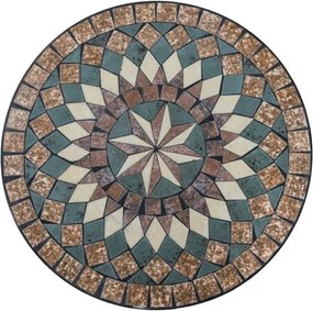 Set Completo Tavolo Mosaico E 2 Sedie Pieghevoli Bistrot In Acciaio E Ceramica
