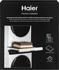 Haier Kit Impilabile Universale con Ripiano Scorrevole per Lavatrici e Asciugatrici Nero