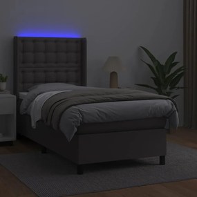 Giroletto molle con materasso e led grigio 90x190cm similpelle