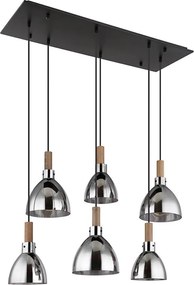 Globo 15550-6H - Lampadario sospeso MATTEA 6xE27/6W/230V nero/fumé