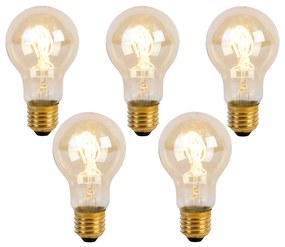 Set di 5 Lampadina E27 lampada LED filamento spirale A60 goldline 2W 150 lm 2200K