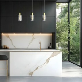 Lampadario a sospensione con filo ARCADIA 1xE27/60W/230V diametro 13 cm oro/fumé