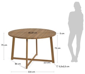 Kave Home - Tavolo da esterno rotondo Dafna in legno massello di acacia Ã˜ 120 cm FSC 100%