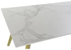 Tavolo da Pranzo DKD Home Decor Ceramica Dorato Metallo Bianco 160 x 90 x 76 cm