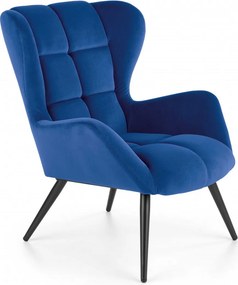Poltrona Tyrion in velluto blu navy H91 cm