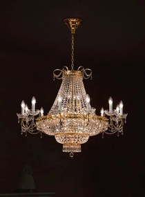 Chandelier Empire 27 lights gold and crystal-721/27 - Luxury Crystal - Arredo Luce Cromo