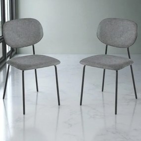Sedia da pranzo in tessuto Grigio Scuro gambe metallo Nero - ELLIS 2 sedie