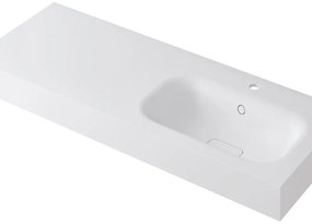 Lavabo integrale a destra rettangolare L 120.5 x H 15 x P 46 cm in resina bianco