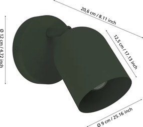 Eglo 44132 - Faretto da parete TILSTON 1xE14/40W/230V verde