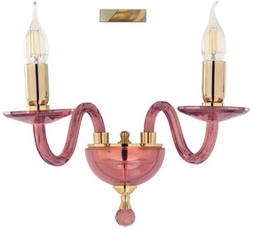 Applique PAGANINI a 2 Luci in vetro lavorato a mano 38 cm Ambra