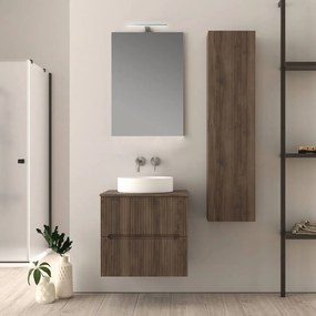 Mobile bagno noce 60 cm cannettato per lavabo da appoggio Palermo