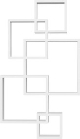 Libreria Moderna Sospesa con 5 Cubi Intrecciati 49,5x10,2x86 cm in Legno Bianco...