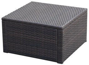 Poggiapiedi ottomana in polyrattan 53x53x30 cm marrone