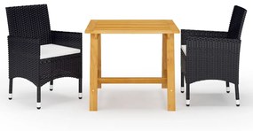 Set Da Pranzo Da Giardino 3 Pz Con Cuscini Nero /