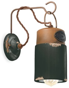 Applique Vintage Industrial Ferro E Ceramica Nero 1 Luce E27