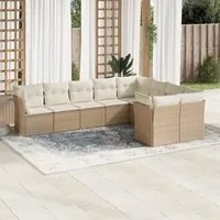 Set Divano da Giardino 9 pz con Cuscini Beige in Polyrattan 3218168