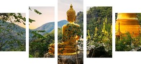 Quadri 5 pezzi – Vista su Buddha dorato