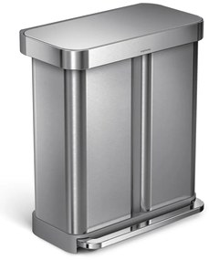 Bidone a pedale in acciaio inox per rifiuti differenziati 58 l Dual - simplehuman