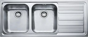 Lavello integrato 2 vasche in inox argento FRANKE Logica line L 50 x L 116 cm, sgocciolatoio a destra