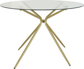 Tavolo da pranzo rotondo color oro con piano in vetro ø 110 cm Silvie - Støraa