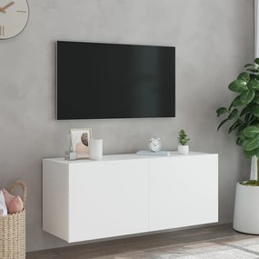 Mobile TV a Parete con Luci LED Bianco 100x35x41 cm