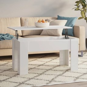 Tavolino da salotto bianco lucido 101x49x52 cm legno compensato