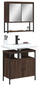Set Mobili Da Bagno 2 Pz Rovere Marrone İn Legno Multistrato /
