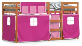 Letto A Castello Senza Materasso Rosa 90x190 Cm Legno Di Pino /