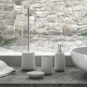 Set bagno dispenser sapone e porta spazzolino da appoggio grigio Marika