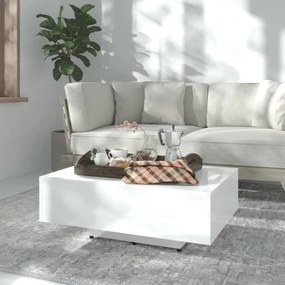 Tavolino da Salotto Bianco Lucido 85x55x31 cm Legno Multistrato