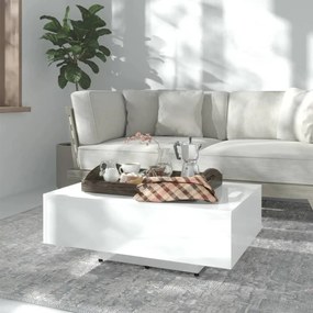 Tavolino Da Salotto Bianco Lucido 85x55x31 Cm Legno Multistrato /