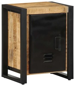 Comodino 40x30x51 Cm İn Legno Grezzo Massello Di Mango /