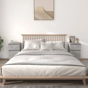 Comodini 2 pz grigio cemento 40x35x70 cm