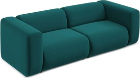 Divano turchese con rivestimento in velluto 228 cm Ekahi – Makamii