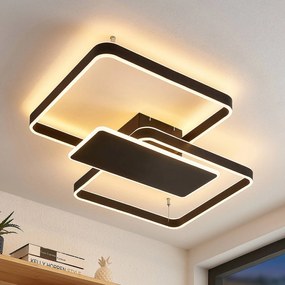Plafoniera a LED Kadira Lucande, dimmerabile, Nero, Soggiorno / Sala da pranzo, Metallo, Moderno, Plafoniera LED