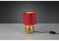 Lampada Tavolo Sophia Ceramica Oro E Paralume Velluto Rosso 16 cm Trio Lighting