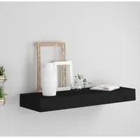 Mensola a Muro Galleggiante con Cassetto Nera 80x25x8 cm cod mxl 33736