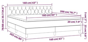 Giroletto a Molle con Materasso Grigio Chiaro160x200 cm Tessuto