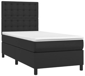 Giroletto a molle con materasso nero 90x190 cm in similpelle
