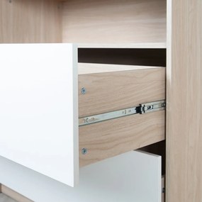 Cassettiera per bambini bianca/di colore naturale con effetto rovere con fasciatoio 88x98x75 cm Cabane – Roba