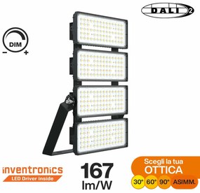 Faro Modulare LED 800W IP66 167lm/W Dimmerabile DALI - INVENTRONICS Colore Bianco Naturale 4.000K