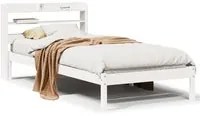 Letto senza Materasso Bianco 75x190 in Legno Massello di Pino 3306526