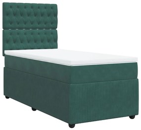 Giroletto a molle con materasso verde scuro 100x200 cm velluto