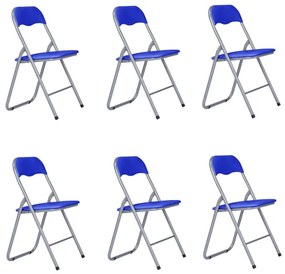 Sedia in metallo pieghevole seduta ecopelle BLU SET 6 PEZZI