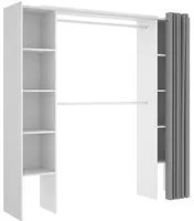 Guardaroba Dgond, Struttura per cabina armadio, Mobile appendiabiti aperto, 180x50h205 cm, Bianco e Grigio