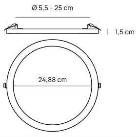 DAN, Clip on LED tondo bianco, 24W, CCT 
regolabile, ghiera nikel lucido inclusa